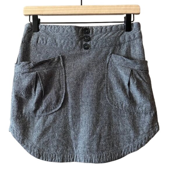 AKIRA Dresses & Skirts - Women's M Akira Cotton Heathered Charcoal Gray Mini Skirt Elastic Waist